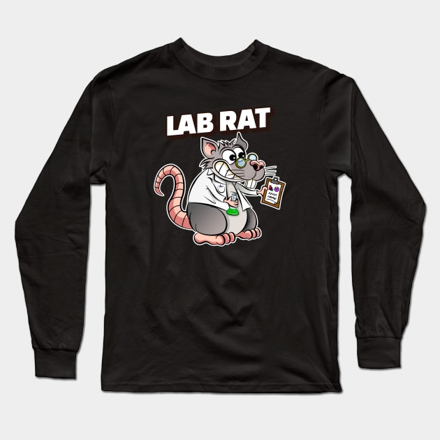 Lab Rat Funny Cartoon Art Long Sleeve T-Shirt by Samuel John